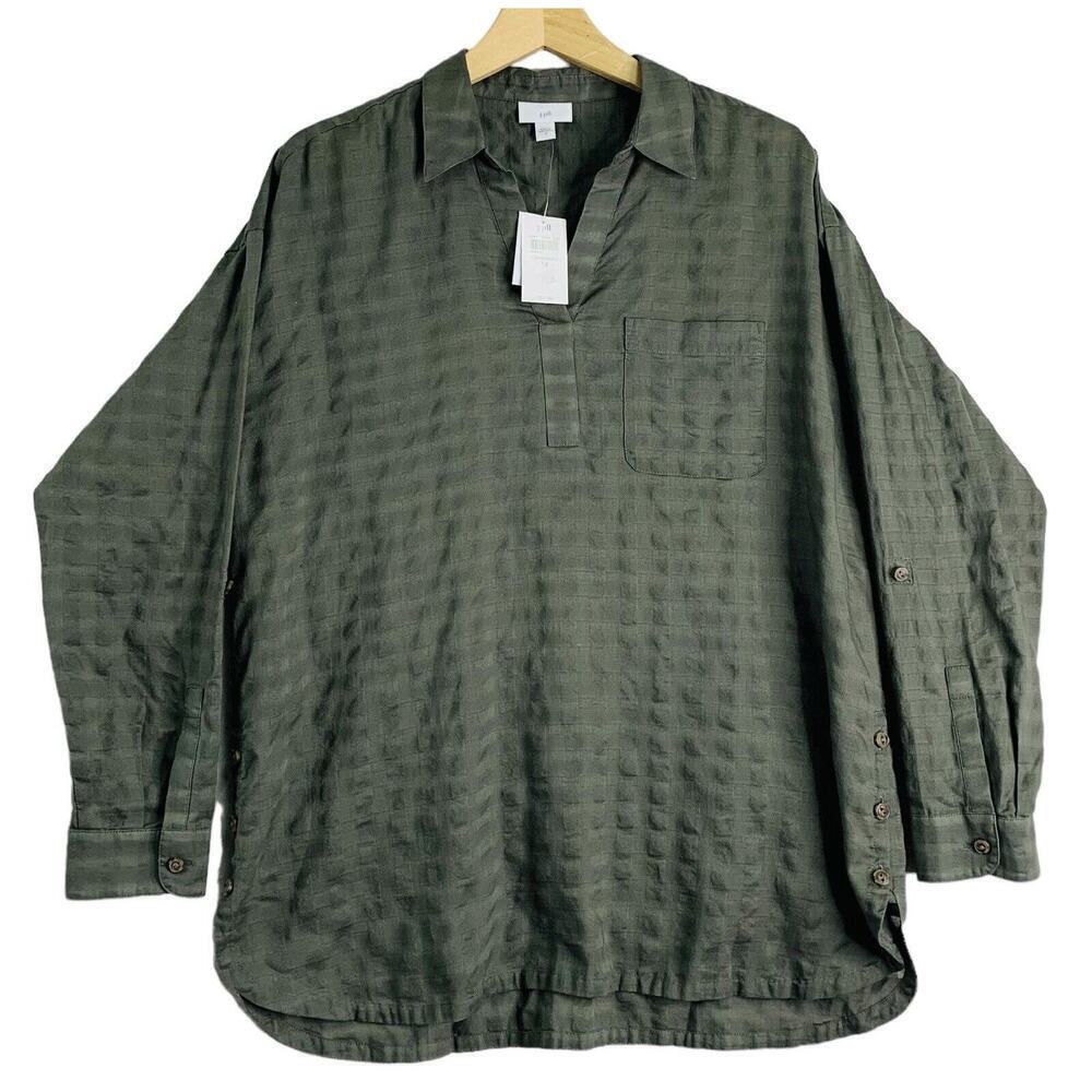 J Jill Textured Side Button Tunic Top Women Size M Coriander NWT $89